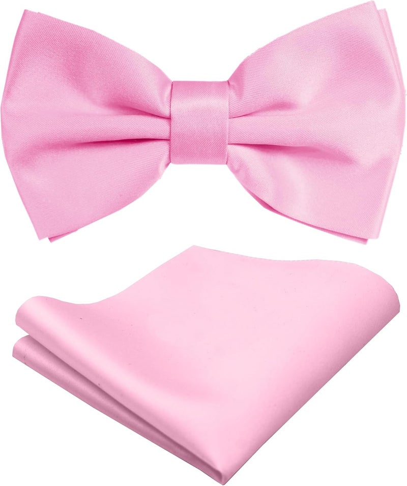 Trilece Bow Ties for Men - Mens Solid Color Formal Pre Tied Bowtie and Pocket Square Sets - Mens Bowties Bow Tie Sets - Image 1